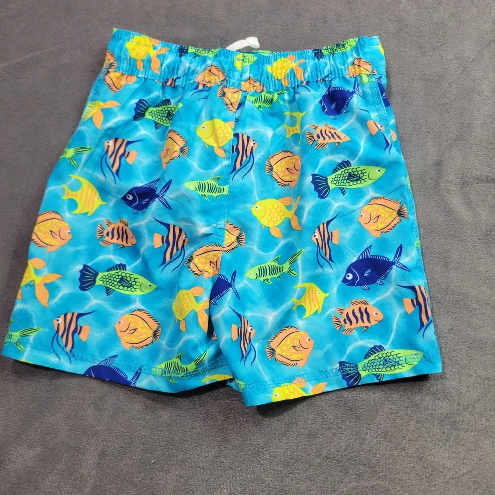 Mick Mack LTD Boys 4T‎ Blue Tropical Fish Swim Trunks Board Shorts Mesh Lined